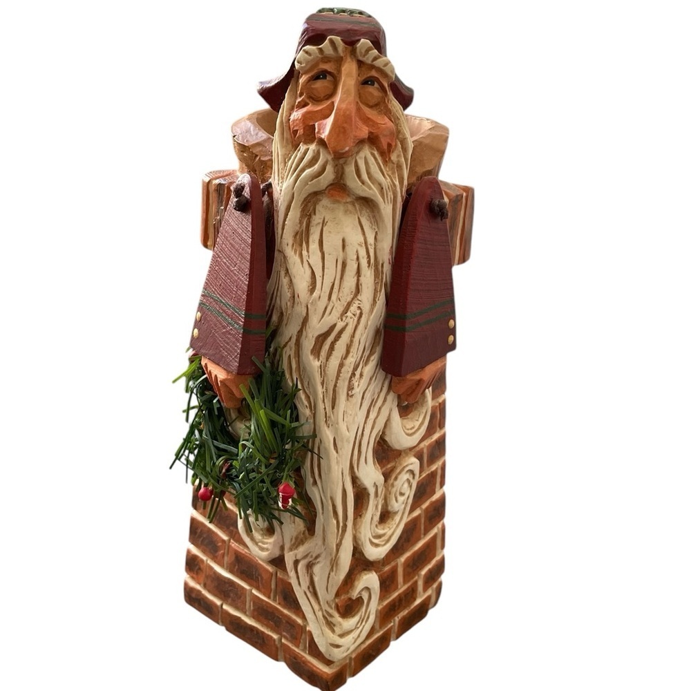 Vintage 1998 David Frykman SANTA IN CHIMNEY DF1309 10” Matchstick Holder